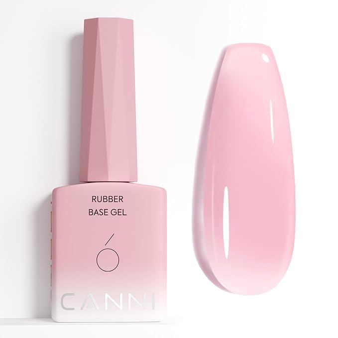 CANNI Rubber Base Gel – 9ml Soft Pink Base Coat Gel, Natural Cover Strengthening for Weak Nails, Soak Off UV LED for DIY Salon Manicure