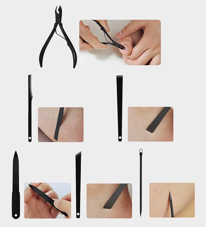 Sharp Nail Scissors and Nail Clippers Set High Precisio Stainless Steel Nail Cutter Pedicure Kit Nail File Manicure Pedicure Kit Fingernails & Toenails with stylish case (blue_(15in1))