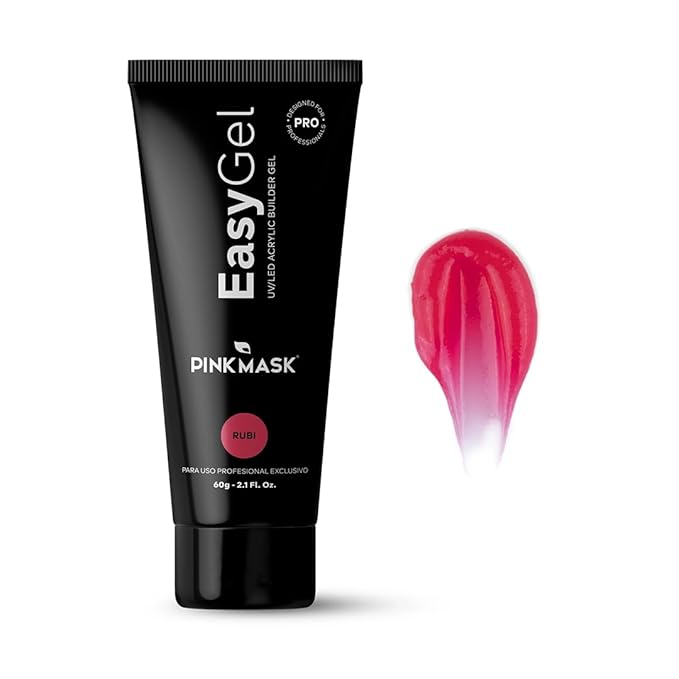 PINKMASK Easy Gel 2oz 60g-Rubi, Professional Builder Enhancement Gel-Quick Nail Extension for Beginner DIY, Nail Strengthener-Long Lasting-Salon Quality-Thickening Solution