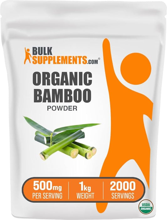 BulkSupplements.com Organic Bamboo Powder - Bamboo Powder Organic - Silica Supplement, Gluten Free - 500mg per Serving, 1kg (2.2 lbs) (Pack of 1)