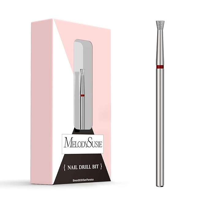 MelodySusie 6.7mm Inverted Tapered Cuticle Clean Nail Drill Bit 3/32'', Professional Safety Carbide Diamond Under Nail Cleaner for Cuticle Dead Skin Nail Prepare, Beginners Bits, Series Bit-S, Fine