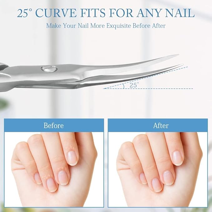 AOMIG Cuticle Nail Scissors, 2PCS Sharp Curved Multi-Purpose Stainless Steel Beauty Scissors Manicure Cutter for Nail, Toenail, Eyebrow, Eyelash