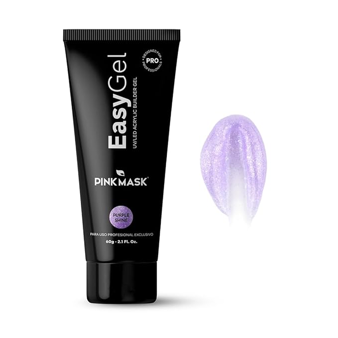 PINKMASK Easy Gel 2oz 60g- Purple Shine, Professional Builder Enhancement Gel-Quick Nail Extension for Beginner DIY, Nail Strengthener-Long Lasting-Salon Quality-Thickening Solution