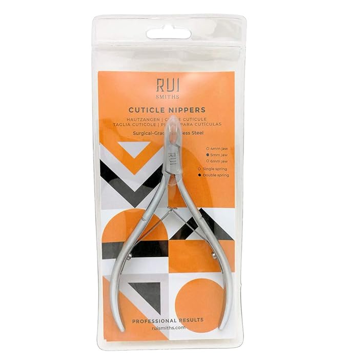 Rui Smiths Professional Cuticle Nippers | Precision Surgical-Grade Stainless Steel Cuticle Trimmer, French Handle, Double Spring, 6mm Jaw (Full Jaw)