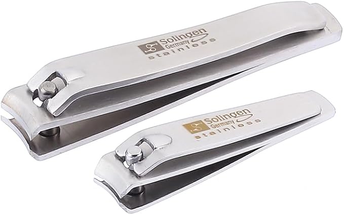 Solingen Germany Nail Clippers | 2 Pcs Stainless Steel Sharp Toenail & Fingernail Cutters | Premium Manicure & Pedicure Tools for Men & Women