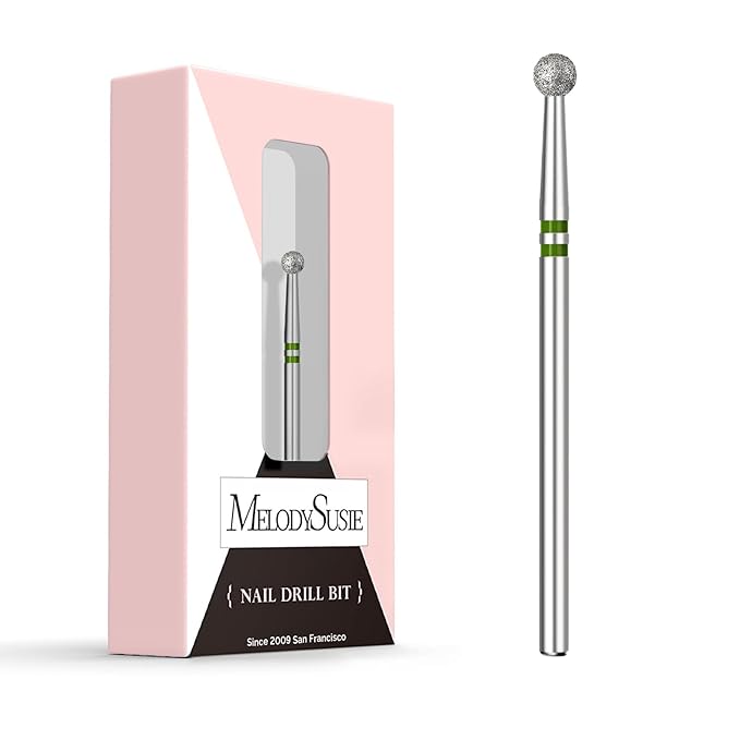 MelodySusie 4mm Ball Shape Cuticle Clean Nail Drill Bit 3/32'', Professional Safety Carbide Diamond Under Nail Cleaner for Cuticle Dead Skin Nail Prepare, Beginners Bits, Series Bit-S, Coarse