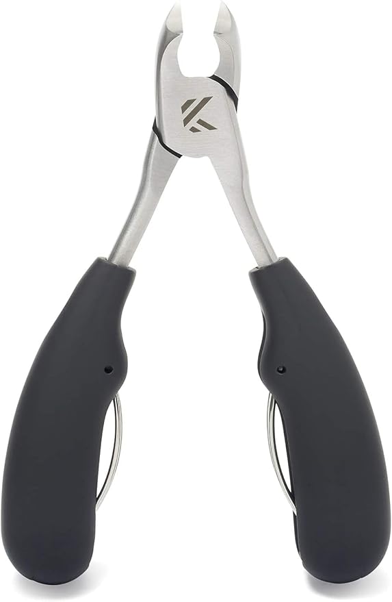 Toe Nail Clippers for Thick Nails – KLIPP Toenail Clippers Ingrown and Cuticle Nipper Trimmer Made of Rustproof Stainless Steel with Short Curved Blades, Ergonomic TPU Grips and Dual Spring Mechanism