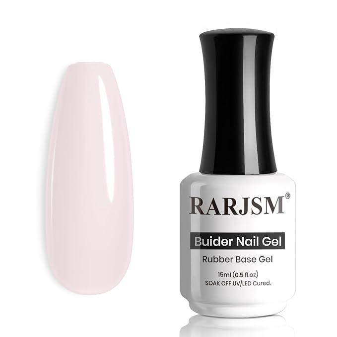RARJSM Rubber Base Coat Gel Polish Nude Pale Soft Pink Skin Tone Rubber Base Gel for Nails Natural Color French Manicure Extend Gel Soak Off Curing Requires Single Bottle 15ml Salon Home DIY Use