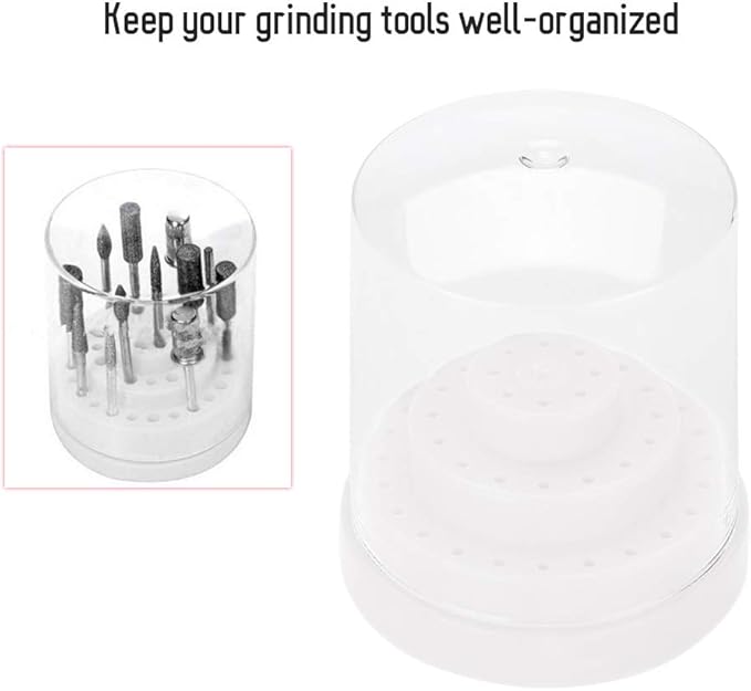 Laven Nail Drill Stand, 48 Holes Nail Art Plastic Nail Drill Stand Holder Drill Bit Display Organizer Box Nail Drill Bit Display(White)