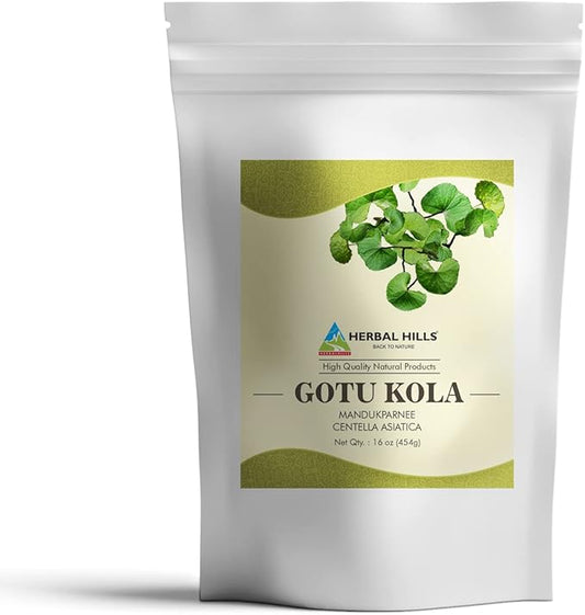 HERBAL HILLS Gotu Kola Powder Natural 16 Ounce Pack of 1