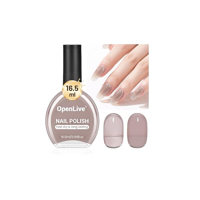 16.5ml Jelly Light Gray Nail Polish Large Volume Quick Dry Nail Polish, Long Lasting Shine, Fingernail Toenail Nail Art DIY Home Travel Nail Art Gift