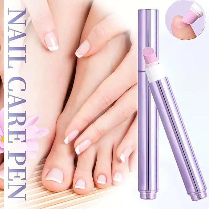 3-in-1 Nail Care Pen, 2025 Upgrade Cuticle Oil Pen for Nails, Ceramic Cuticle Pusher with Oil, Refillable Cuticle Oil Pen, Nail Buffer & Strengthener for Dry, Brittle Nails (Large 2Pcs)