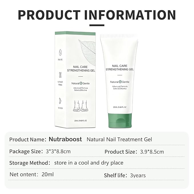 Natural Nail Care Gel, Nutraboost Strengthening Cuticle Serum for Damaged & Brittle Nails, 20ml (1 pcs) (3pcs)