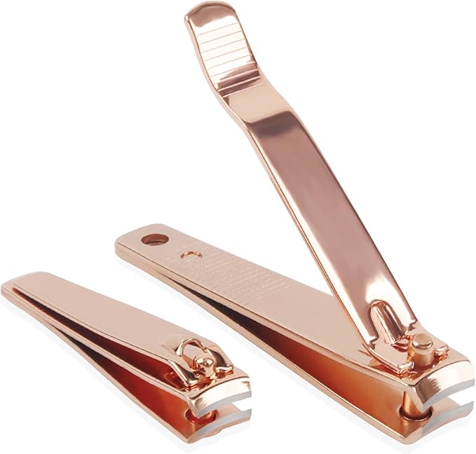 Rocutus 2pcs/Set Portable Nail Scissors Adult Pedicure Nail Clippers Household Small Scissors Foot Manicure Scissors Manicure Tools (Rose Gold)