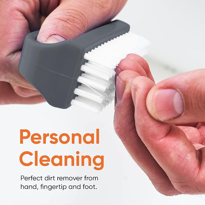 Superio Stiff Nail Brush Cleaner with Handle 6 Pack, Durable Scrub Brush, Clean Toes, Fingernails- Hand Scrubber- All-Purpose Cleaning Brush for Home, Kitchen, Work- Stiff Bristles (Black and White)