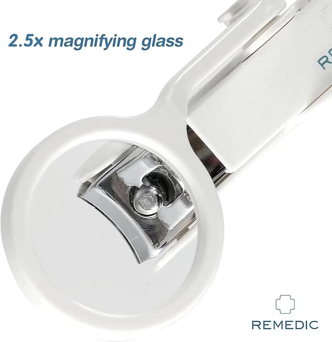 Remedic Extra Large Nail Clippers with Magnifier for Fingernails & Toenails – Arthritis-Friendly Grip - Perfect for Elderly & Low Vision Users – professional quality - sharp blades for precise cutting