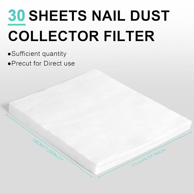 L'UGX Nail Dust Collector Professional for Nails with 30 Paper Filters,10-Gear Powerful Dust Collector for Nails Vacuum Duster Collector Nail Tech Extractor Cleaner for Salon Use