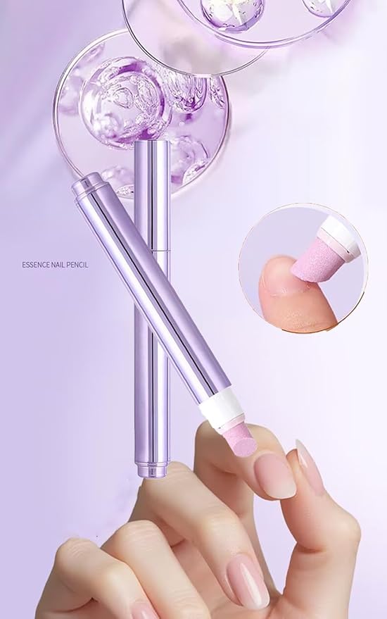 2025 Upgrade 3-in-1 Nail Care Pen, Ceramic Cuticle Pusher with Oil, Refillable Cuticle Oil Pen, Nail Buffer & Strengthener for Dry, Brittle Nails (3)