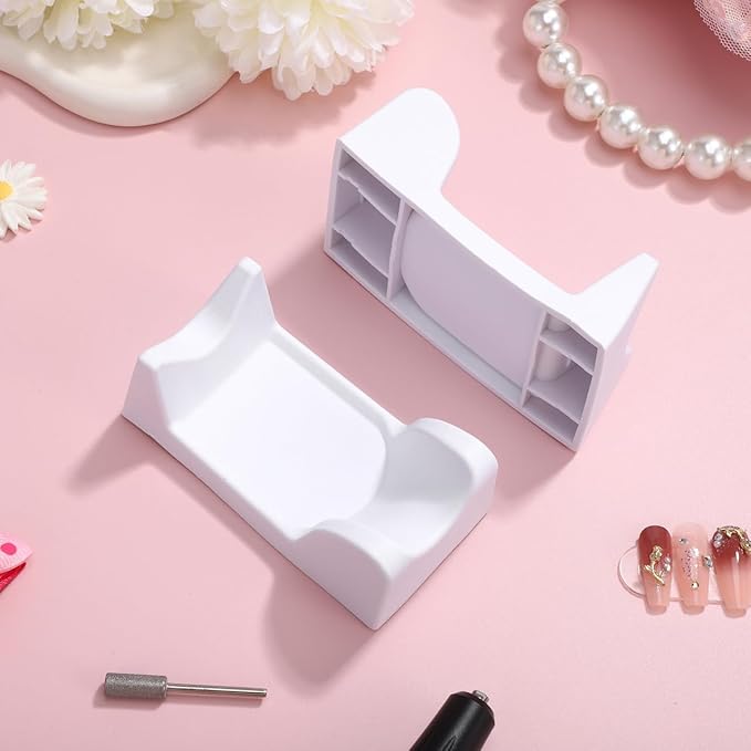 Nail Drill Handle Holder Stand - 2 Pack Plastic Manicure Shop Supply Organizer Nail Drill Rack Handpiece Holder for Salon and Home Electric Grinder Handle - Random Color, 3.7x1.9x1.4in