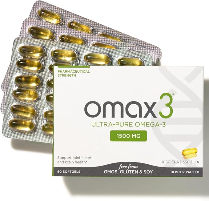 Omax3 4 Boxes Ultra-Pure Omega-3 Fish Oil Pills | High Concentration EPA DHA,1500 MG, Gluten Free, Non-GMO, Made in USA, 240 Softgels Blister Packs (4 Boxes)