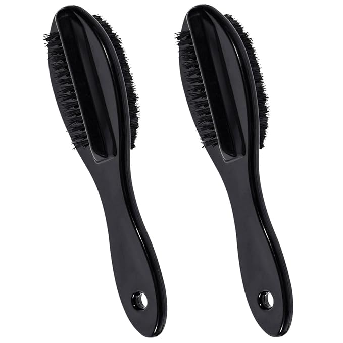 Nail Brush for Cleaning Fingernails 6 PCS, Long Handle Grip Double Sided Nail Foot Scrub Brush Fingernail Cleaner, Soft Stiff Bristles Pedicure Nail Scrubber Non-Slip for Men Women Black