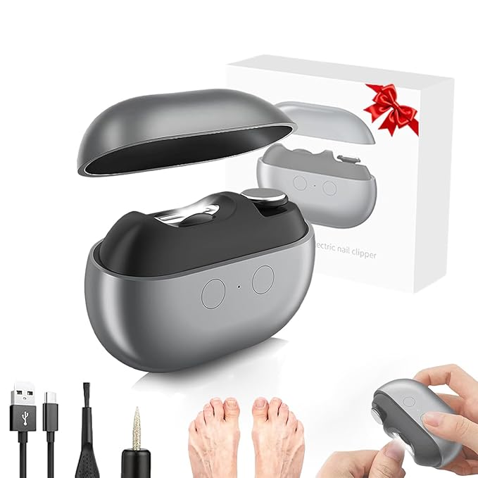 Fanyil Easy Clip Nail Clippers,Electric Nail Clippers for Seniors,Upgraded 3 in 1 Automatic Electric Toenail Clippers for Thick Nails, Nail Care Tool with Led Light,for Seniors Kids Adults (Black*1)
