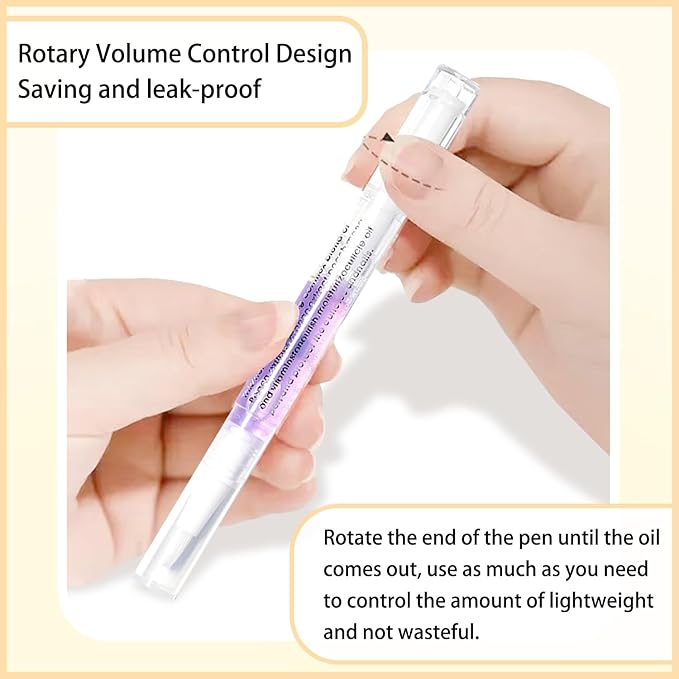 AIJIMEI Nail Oil Cuticle Pen 2pcs Nail Cuticle Oils Pens Are Nail Strengthening Agents And Nail Growth Essence, Suitable For Fragile Peeling And Broken Thin Nails（Orange & Lavender）.