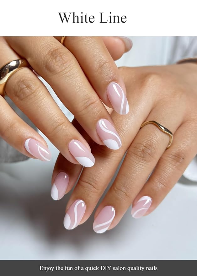 Semi Cured Gel Nail Strips (White Line), Clesr Pink, 20 Pcs Gel Nail Wraps, Stickers, UV Light Required, Salon Quality, Long Lasting