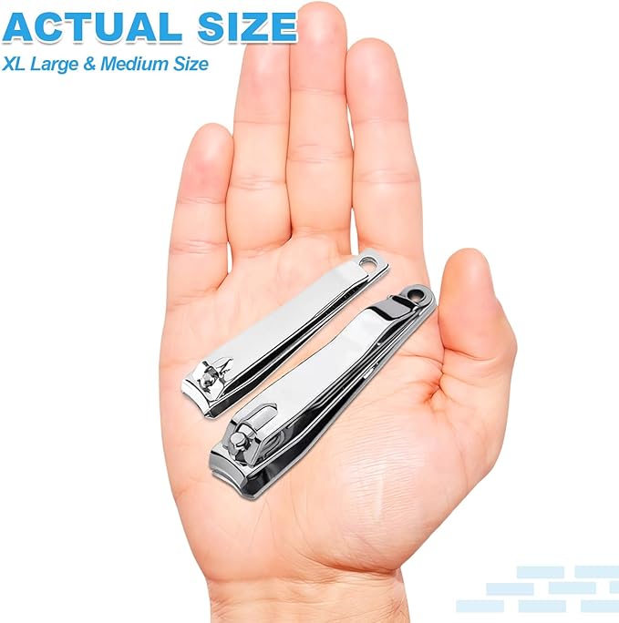 10-Piece Large Nail Clippers Kit with File for Men Women Seniors, Long Handled Fingernail & Toenail Clippers Set with Keychain, Manicure Kit Bulk for Travel, Gifts (Big + Medium