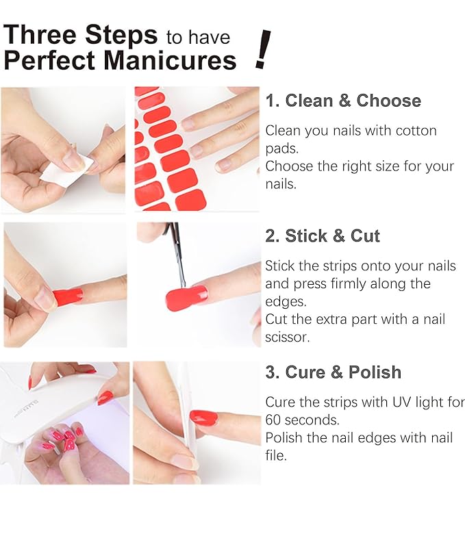 Semi Cured Gel Nail Strips,Irregular French, Glitter Lines 20pcs Gel Nails Sticker UV for Home Nails DIY