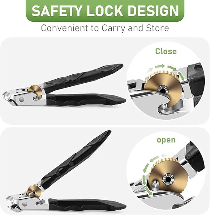 Toenail Clippers for Thick Toenails, 2 PCS Stainless Steel Nail Clippers, Upgraded 180° Wide-Mouth Bite, Splash-Proof Design, Oblique and Flat Mouth Nail Clippers Set (1 Set)