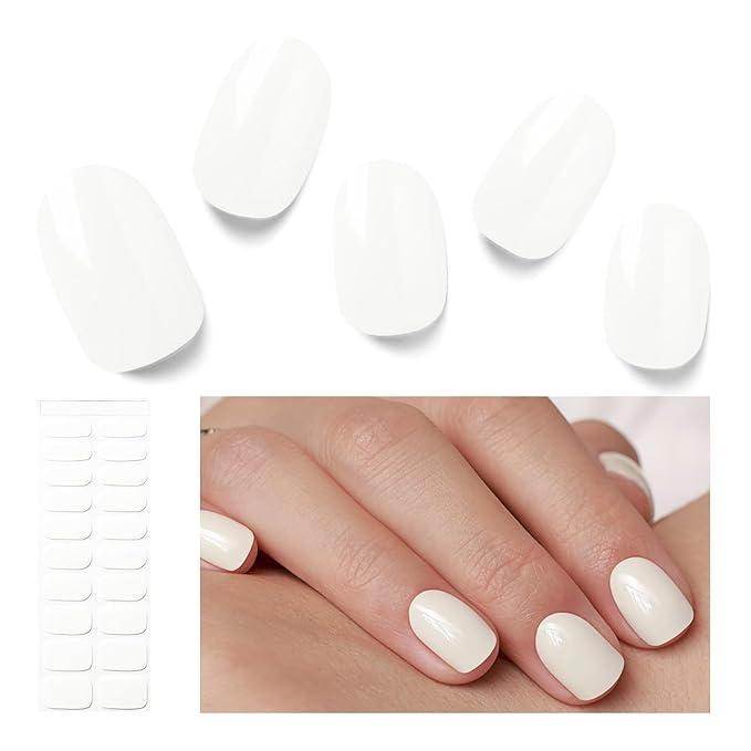 Semi Cured Gel Nail Strips, 20 PCS Gel Nail Stickers Work with UV Light, Gel Nail Wraps, Salon Quality & Easy to Use - Moonlit Frost