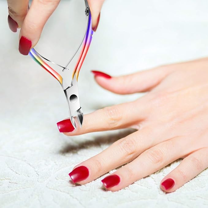 Cuticle Trimmer Cuticle Remover with Cuticle Pusher, XUNXMAS Professional Stainless Steel Durable Pedicure Manicure Tools Cutter Nipper Scissor Clipper for Fingernails and Toenails Dead Skin