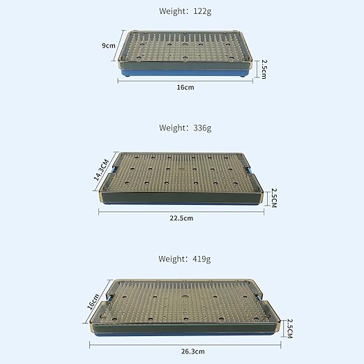 EustomA Autoclavable Instruments Sterilization Tray Case Plastic with Silicone Mat Storage Box S/M/L Size for Instruments/Tools (M)