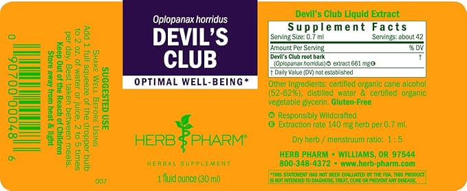 Herb Pharm Devil's Club Liquid Extract - 1 Ounce