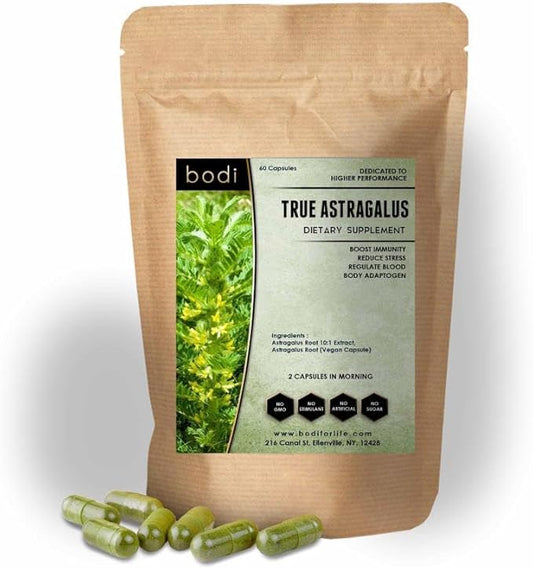 bodi : True Astragalus Capsules 100% Pure Natural Hand Crafted (120 Capsules)