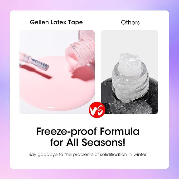 Gellen Gel Polish Remover Kit for Nails, Gel Nail Polish Remover 3-5 Minutes Removal, Pink Liquid Latex Tape Easy to Peel Off, with Manicure Tools