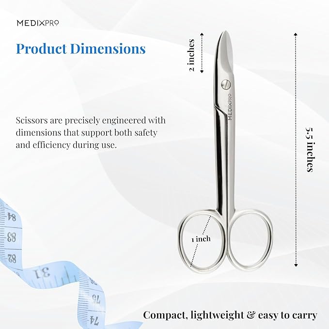 Toenail Scissors Stainless Steel for Nail Scissors Made in German for Heavy Duty Precision Cuticle Cutting for Manicure & Pedicure Grooming ingrown Toenails for Men, Women and Kids.
