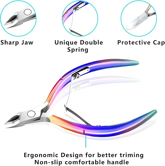 Cuticle Trimmer with Cuticle Pusher, Cuticle Remover Cuticle Scissors Manicure Tools, Professional Stainless Steel Cuticle Cutter, Dead Skin Remover Nail Tools for Fingernails and Toenails