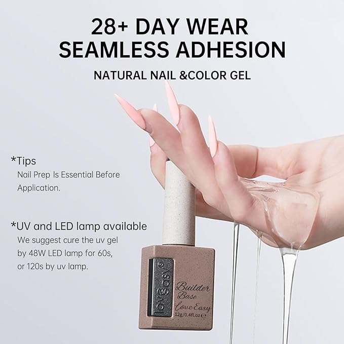 6-in-1 Builder Gel & Base Coat for Nails, Enhance Building Strengthening Apex Enhancement Soft Gel Polish, Beginner Friendly with Upgraded Brush (Nude Pink, pH 5)