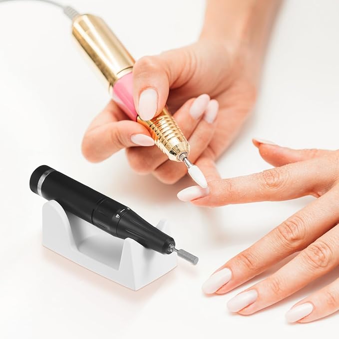 Nail Drill Handle Holder Stand - 2 Pack Plastic Manicure Shop Supply Organizer Nail Drill Rack Handpiece Holder for Salon and Home Electric Grinder Handle - Random Color, 3.7x1.9x1.4in