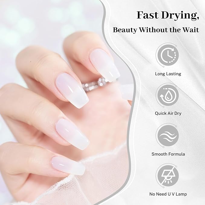 16.5ml Jelly Milky White Nail Polish Large Volume Quick Dry Nail Polish, Long Lasting Shine, Fingernail Toenail Nail Art DIY Home Travel Nail Art Gift