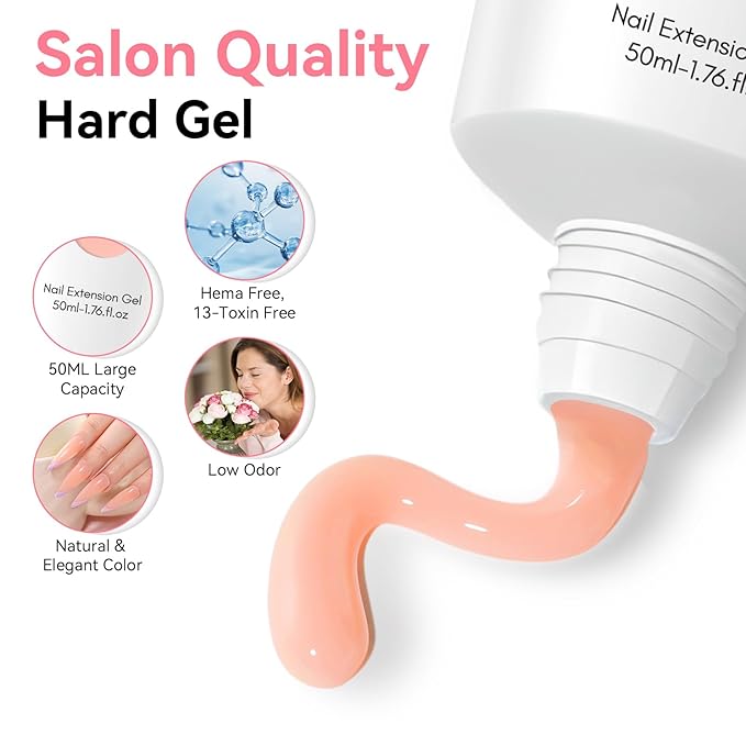 Makartt Poly Nail Gel: 50ML Nude Builder for Extension, Trending Stylish Elegant Colors for All Season, 3D Molding Hard Gel Manicure - French Press