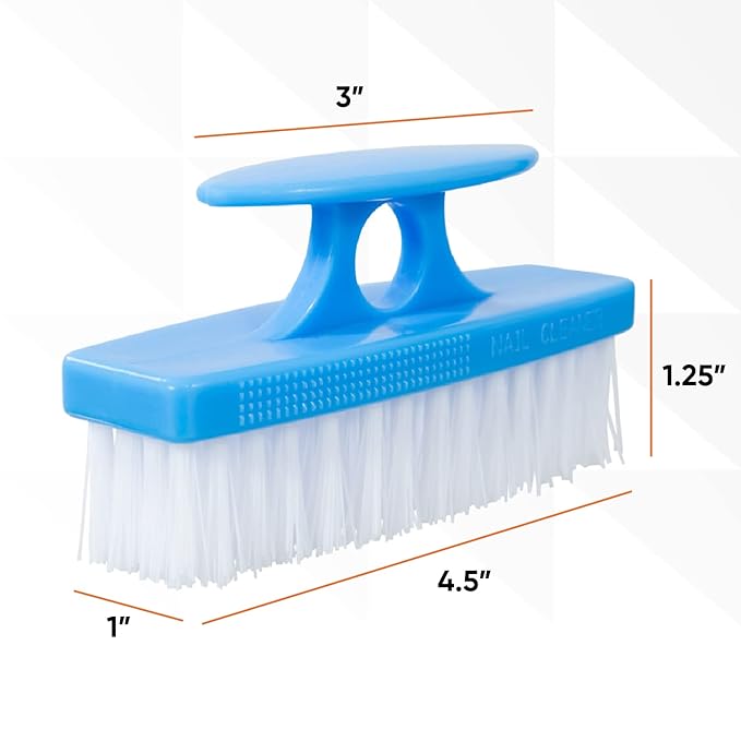 Superio Nail Brush for Cleaning Fingernails, Nail Scrubber Brush, Toe Foot Hands Fingernail Brush Cleaner- Small Scrub Brush- All-Purpose Stiff Cleaning Brush (8, Blue)