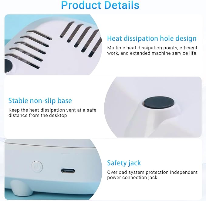 Portable Travel Nail Dust Collector, Compact Vacuum Fan Dust Collector for Beginner with Filter, Powerful Dust Suction Machine Manicure Pedicure Tool for Acrylic Nail Polishing, Salon & Home