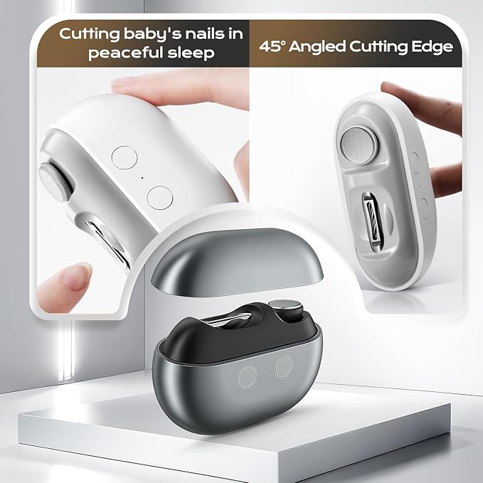 2 in 1 Electric Nail Clippers for Seniors, 2025 New Electric Polishing Automatic Nail Clippers, Electric Nail Trimmer for Fingers and Toes with 2 Adjustable Speeds for Senior Adults (Gray)