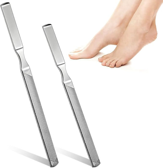 2 Pcs Stainless Steel Toe Nail Files for Thick Nails 2 Sizes Toenail Files 4 Sides Long Metal Fingernail Filing Heavy Duty Nail File for Men Women Professional Manicure Pedicure Tool