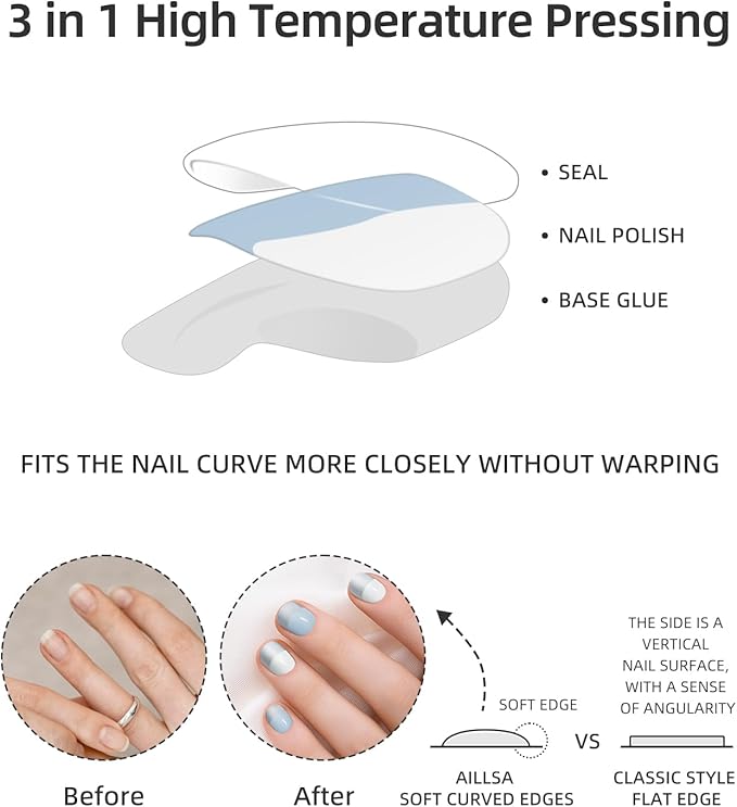 Semi Cured Gel Nail Strips | 28 pcs Gel Nails Strips for Women Work with Any UV Lamp, UV Nail Stickers for Women Home DIY Nails Art (Serene Dawn)