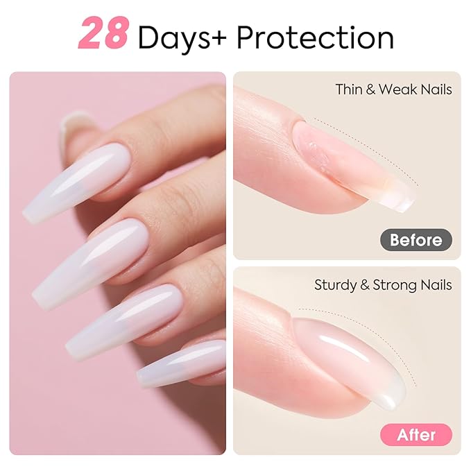 CANNI Rubber Base Gel - 9ml Clear Nail Strengthener Gel, Flexible Base Coat for Weak Nails, UV LED Soak Off Natural Look Manicure DIY Women