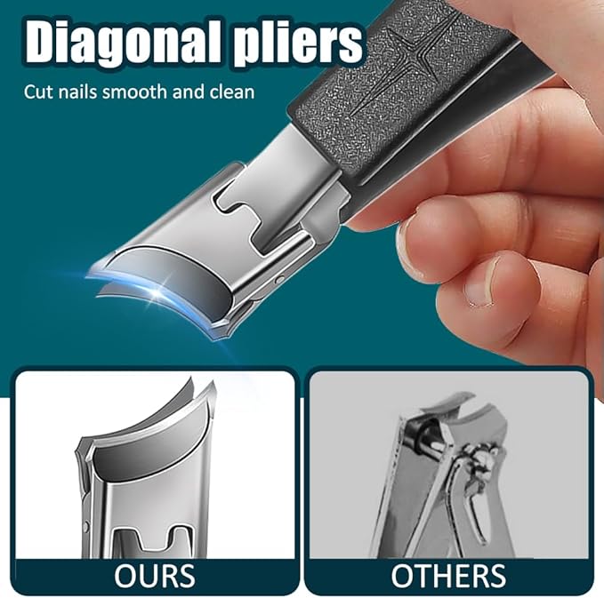 Wide Jaw Opening Anti-Splash Slanted Nail Clipper, 2025 New Curved Toenail Clippers for Thick Toenails, Ingrown Nail Clippers Wide Jaw Slanted Toenail Clippers for Women and Men (A-Orange)